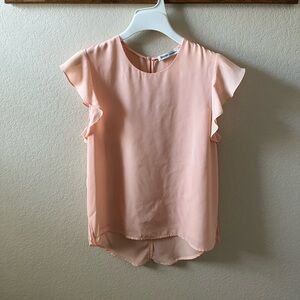 Rhyme Los Angeles Women’s Peach Sleeveless Flutter Sleeve Blouse Size M